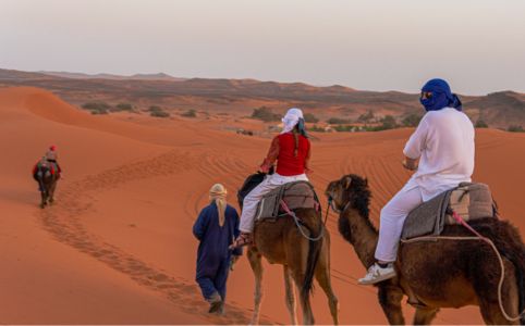 Camel trekking experience during the 10 days Morocco itinerary