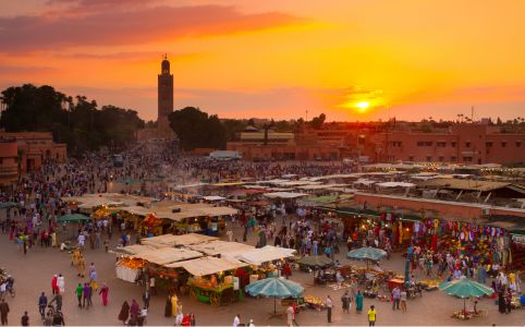 View of Jemaa El Fnaa during the Morocco 10 day itinerary