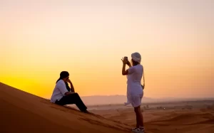 Our clients enjoying sunset during the Marrakech desert tours 3 day